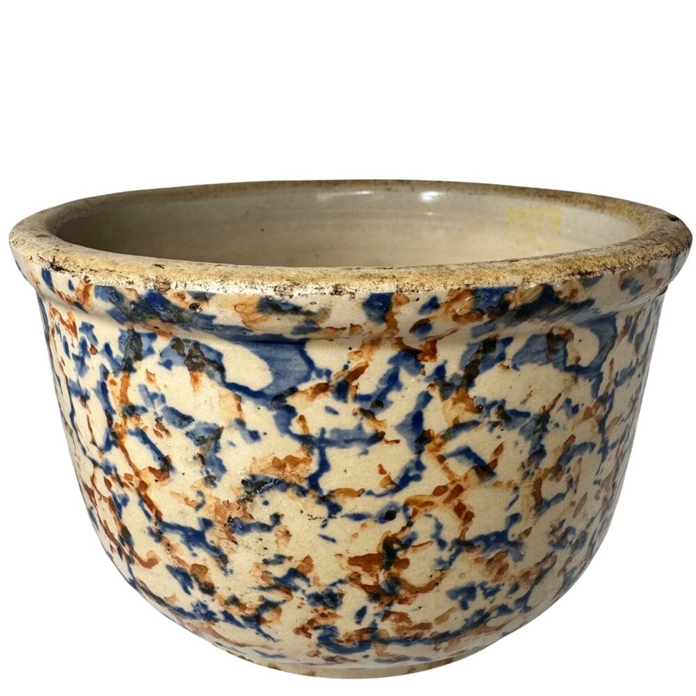 Redwing Spongeware Stoneware Bowl Speckled Vintage 7" Diameter Crock Farmhouse E - Picture 4 of 11